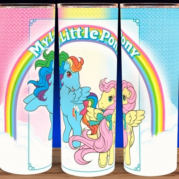 80s My Little Pony Rainbow Dash & Fluttershy Cup Mug Tumbler - Picture 1 of 3